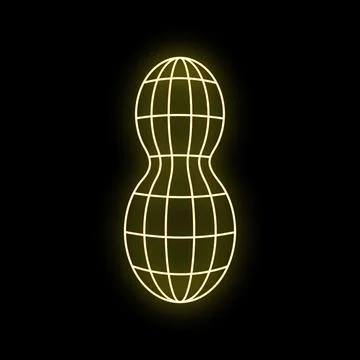 Peanut glowing wireframe grid on black background Stock Illustration