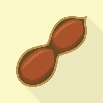 Peanut half shell icon, flat style Stock Illustration