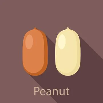 Peanut icon, flat style Stock Illustration