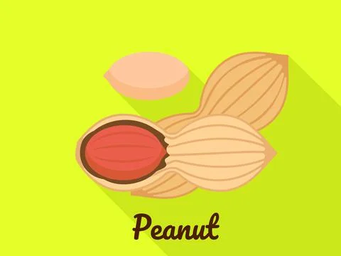 Peanut icon, flat style Stock Illustration