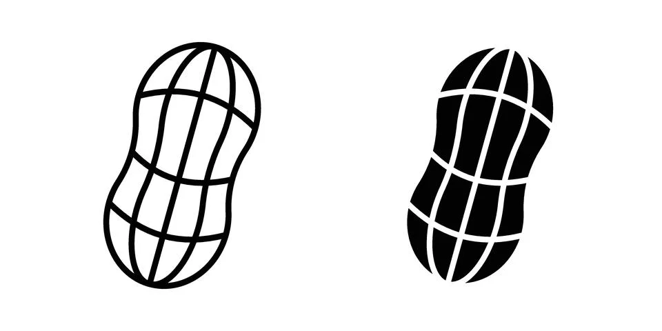Peanut icon linear versions pack on white background Stock Illustration