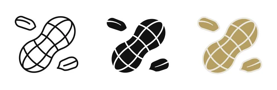 Peanut icon. Nut vector illustration. Raw nutshell symbol. Healthy snack icon Stock Illustration