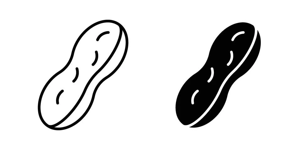 Peanut icon silhouette vector set. thin line pack イラスト素材