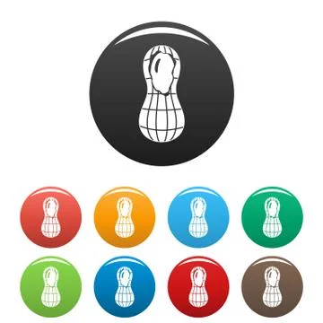 Peanut icons set color Stock Illustration