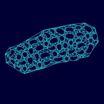 Peanut low poly triangulation triangulated polygonal electric cyan blue vibra Stock Illustration