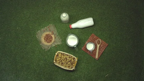 Peanut milk. Top view. Видео 122588496