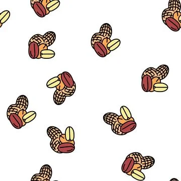 Peanut nut vector seamless pattern Illustrazione stock