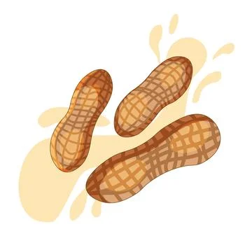 Peanut nuts in shell.Peanut butter logo. Illustrazione stock
