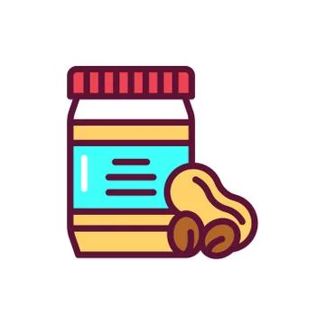 Peanut paste color line icon. Isolated vector element. Stock Illustration