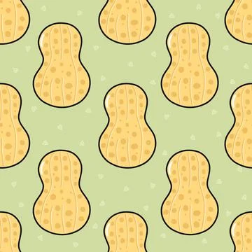 Peanut pattern with hearts on green background Stock Illustration