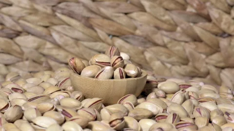 Peanut Peanut Grains On The Rotating Wooden Floor Stock Footage 297098028