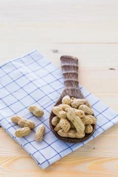 Peanut placed on the ladle Stock Photos