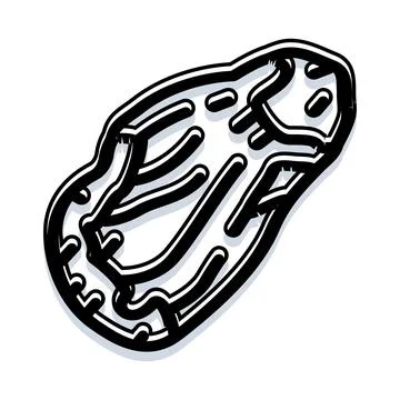 Peanut pod with shell drawn in cartoon style Stock Illustration
