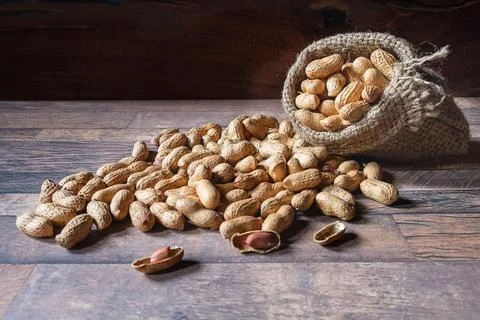 Peanut in sackcloth Stock Photos