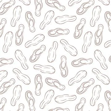 Peanut seamless pattern in line art style. Design for wallpapers, wrapping Stock Illustration
