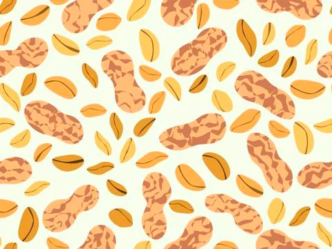Peanut seamless pattern. Roasted peanuts in shell. Background design for prin Illustrazione stock