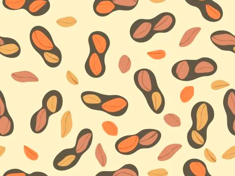 Peanut seamless pattern. Roasted peanuts in shell. Background design for prin Illustrazione stock