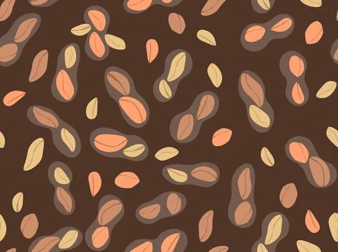 Peanut seamless pattern. Roasted peanuts in shell. Background design for prin Stock Illustration