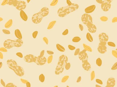 Peanut seamless pattern. Roasted peanuts. Background design for printing on w イラスト素材