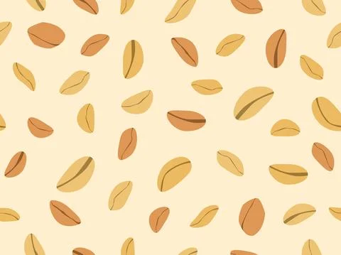 Peanut seamless pattern. Roasted peanuts. Background design for printing on w Stock Illustration