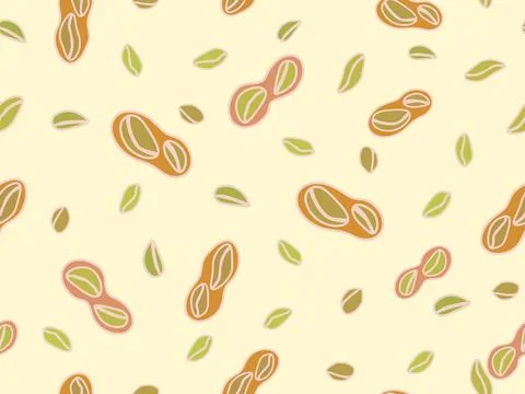 Peanut seamless pattern. Roasted peanuts in shell. Background design for pr.. Stock Illustration