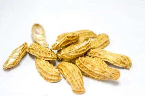 Peanut shell boiled on a white background Stock Photos