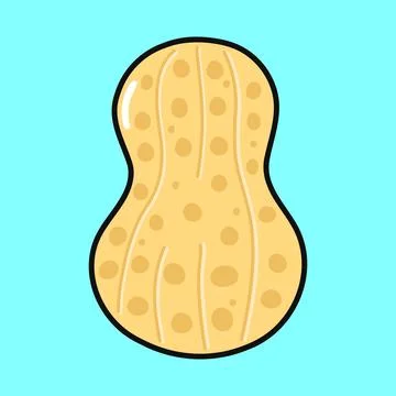 Peanut shell cartoon illustration on light blue background Illustrazione stock