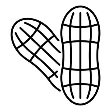 Peanut in shell icon, outline style Stock Illustration