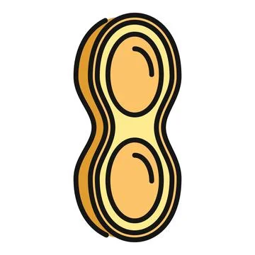 Peanut in shell vector line color icon Stock Illustration