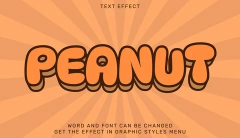 Peanut text effect template in 3d design Illustration