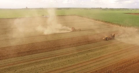 Peanut tractor aerial Stock Footage 93487927