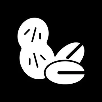 Peanut vector icon isolated on black background. Peanut icon for infographic Stock Illustration