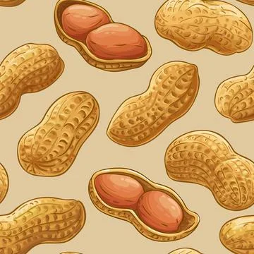 Peanut vector pattern on color background Stock Illustration
