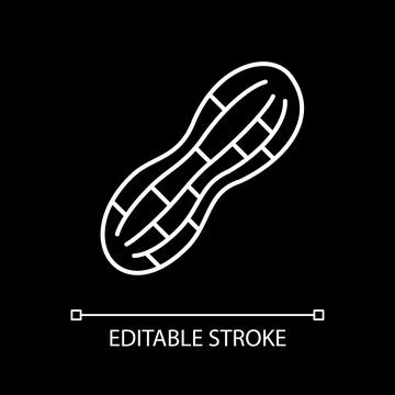 Peanut white linear icon for dark theme Illustrazione stock