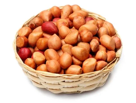 Peanuts in a bamboo basket Stock Photos