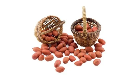 Peanuts in the basket Stock Photos