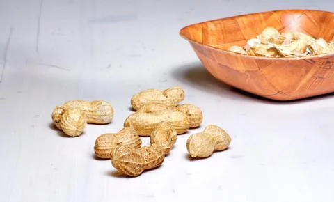 Peanuts in a brown bowl 写真素材