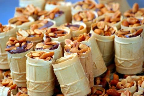 Peanuts with chocolate Stock Photos