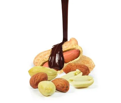 Peanuts with chocolate Stock Photos