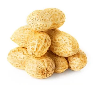 Peanuts close-up isolated on a white background. Stock Photos