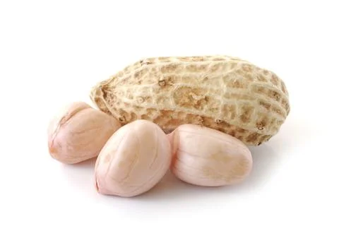 Peanuts close up isolated on white background Foto stock