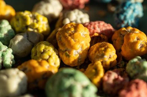 Peanuts covered with multicolored glaze Stock Photos