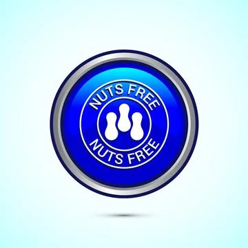 Peanuts free icon, No nuts label. Allergen free logo illustration, Blue Col.. Stock Illustration