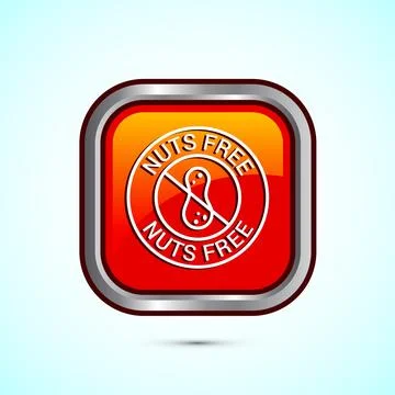 Peanuts free icon, No nuts label. Allergen free logo illustration, Orange C.. Stock Illustration