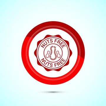 Peanuts free icon, No nuts label. Allergen free logo illustration, Red Colo.. Stock Illustration