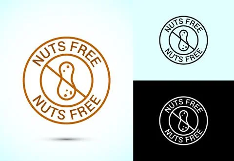 Peanuts free icon, No nuts label. Allergen free logo illustration Stock Illustration