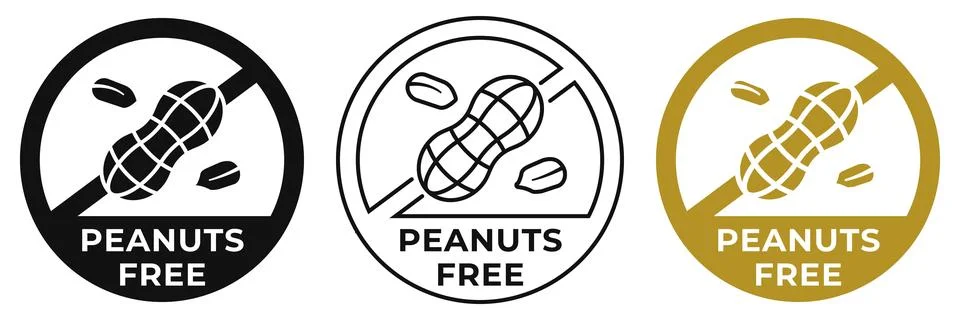 Peanuts free icon. No nuts forbidden label. Peanuts free ban or prohibition.. 스톡 일러스트