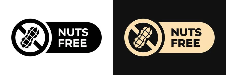 Peanuts free icon. No nuts label. Allergen free illustration, logo, symbol,.. 스톡 일러스트