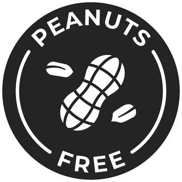 Peanuts free label icon vector. Nuts free black badge. No allergen seal for.. 스톡 일러스트