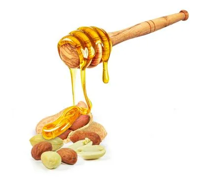 Peanuts with honey Stock Photos
